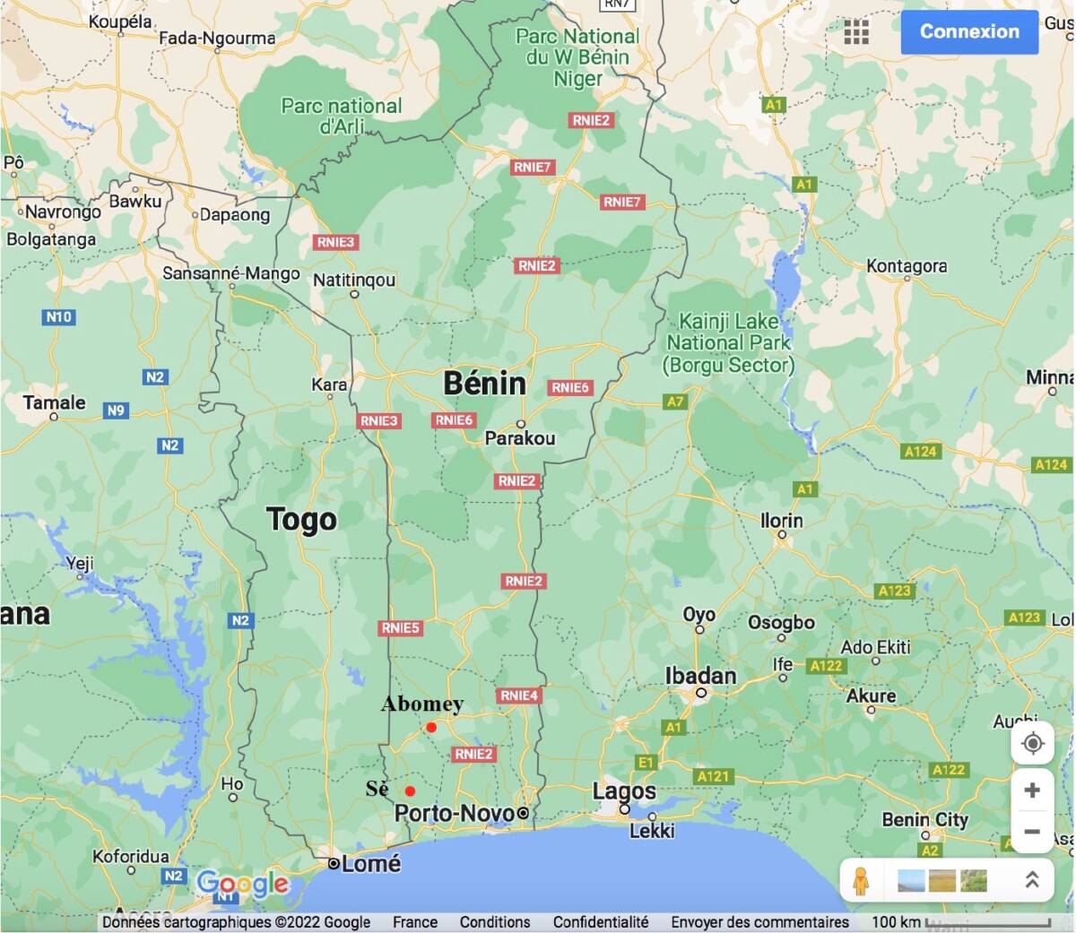 Fig.1 : Carte géographique du Bénin