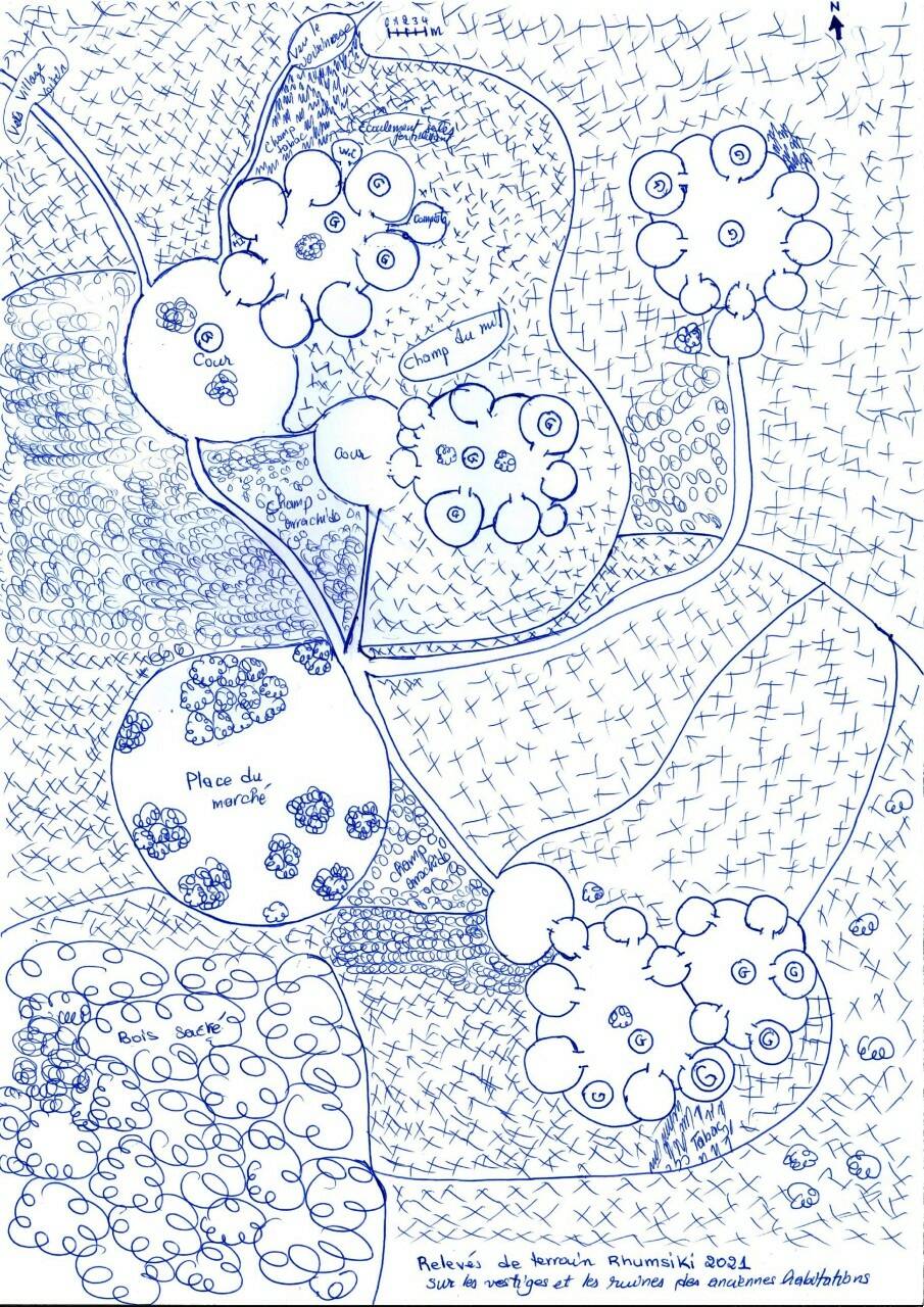 Fig. 6 : Relevés de terrain effectués sur quatre habitations à côté d’un marché du village, 2021© Gabriel II A-Avava Ndo