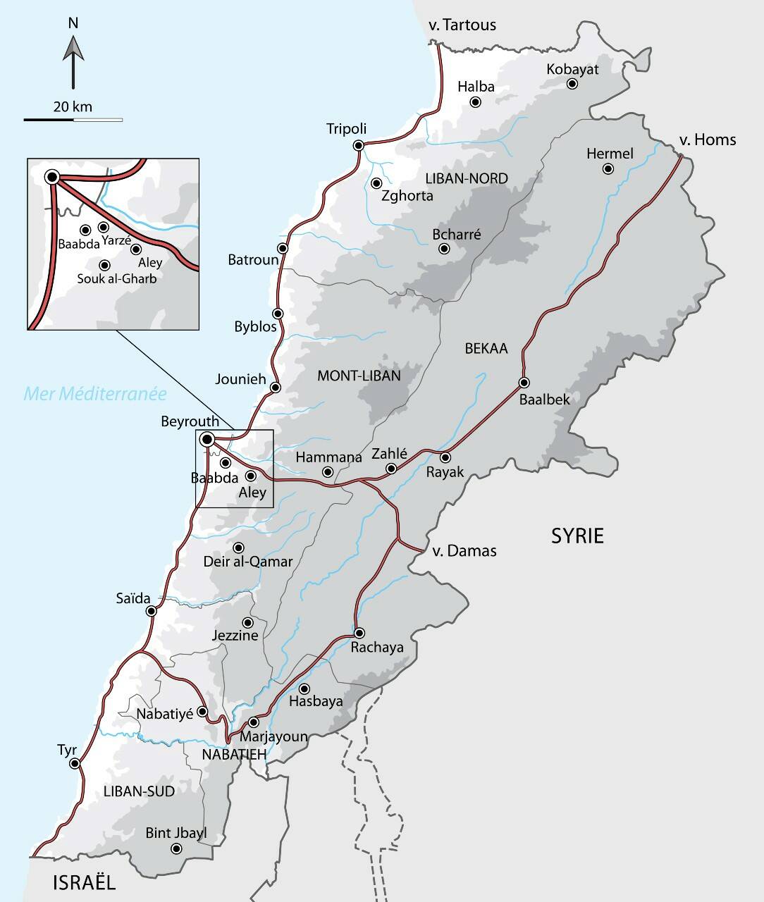 Fig. 3 : Carte du Liban. Réalisation  J. Hassine 